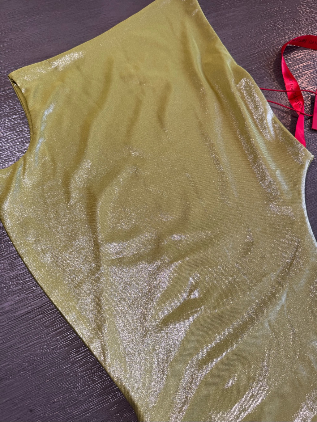 Nwt Coucoo Jami Bodysuit Kalamansi Ice Shimmer Green One Shoulder Top X — image 5 of 8